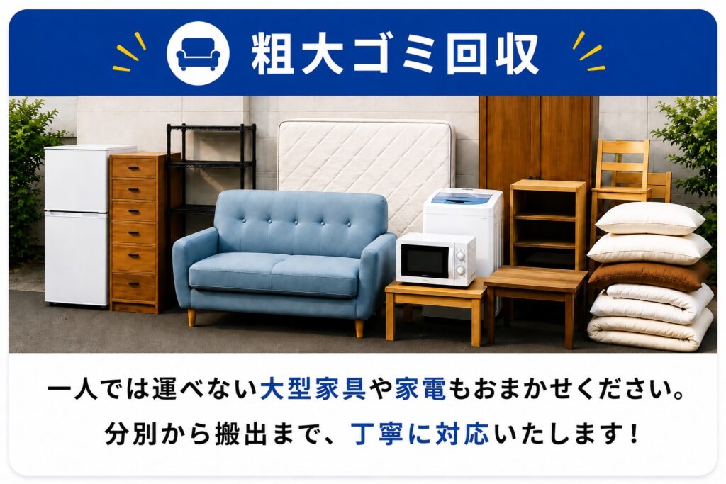 すっきりまるの粗大ゴミ回収|大型家具・家電の分別から搬出まで対応