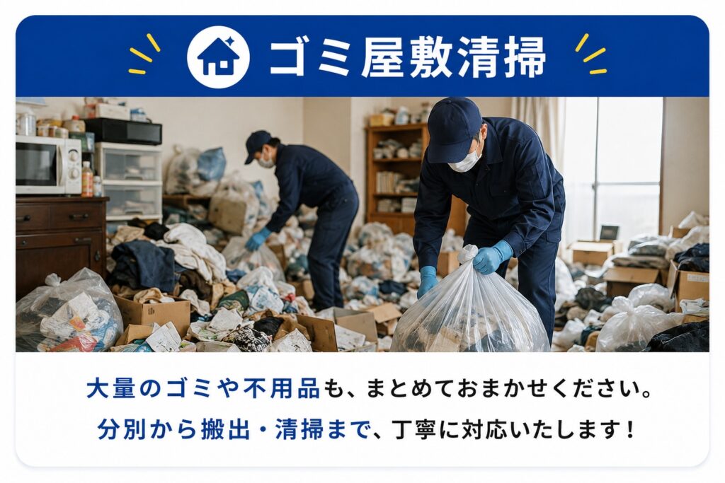 すっきりまるのゴミ屋敷清掃|大量のゴミ・不用品の分別・搬出・清掃に対応